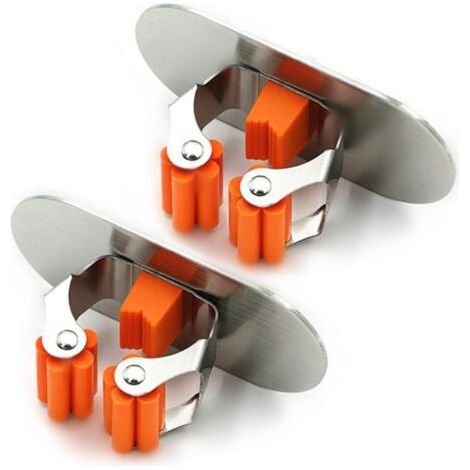 Support de rangement pour balai et serpillière, auto-adhésif, acier inoxydable brossé 304