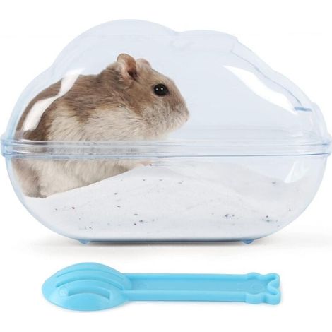 Bain De Sable Pour Hamster, Bain De Sable Pour Hamster, Toilette Avec Pelle, Récipient De Bain Sec Pour Chinchilla, Ours Doré, Gerbille (M-Bleu)