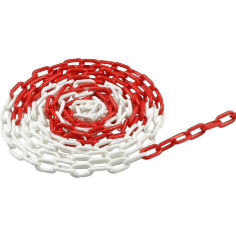 Chaîne d'Avertissement Plastique Rouge et Blanc Chaîne de Signalisation ,10M (1/4)
