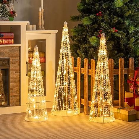 GOPLUS Sapin de Noël LED Décoré Lumineux 120 cm avec Etoile au Sommet, Décoration de Sapin de Noël illuminée 520 lumières LED (1/5)