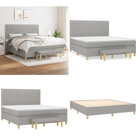 Sommier à lattes de lit avec matelas Gris clair 180x200cm Tissu - Lit Plateforme - Lit Double - Literie - Matelas À Ressorts Ensachés - Têtière Ajustable - Home & Living (1/5)