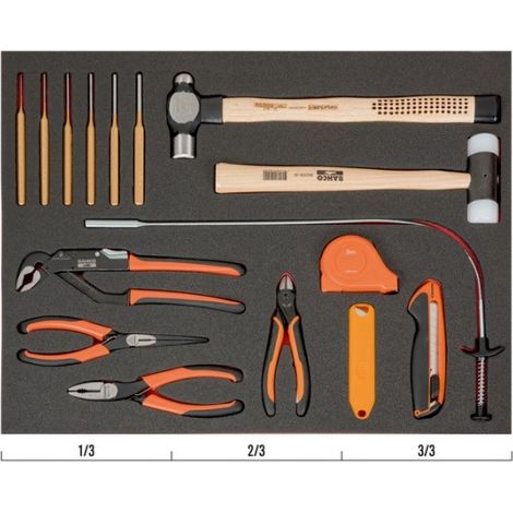 BAHCO - Kit d'outils de frappe et de coupe, module mousse 3/3 Fit&Go - 11 pcs