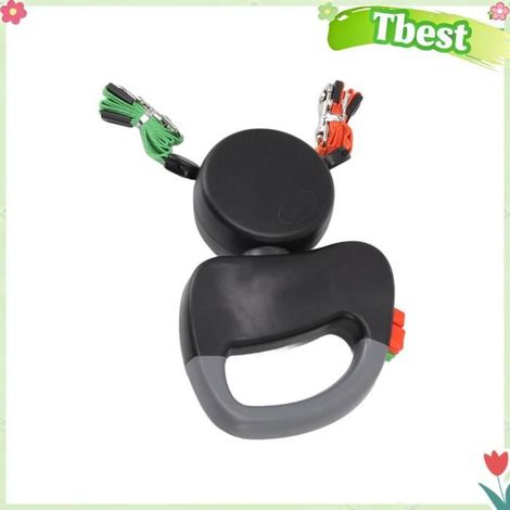 Tbest Corde rétractable pour chien 3 mètres double laisse rétractable pour animaux de compagnie corde à animalerie collier Noire (1/5)