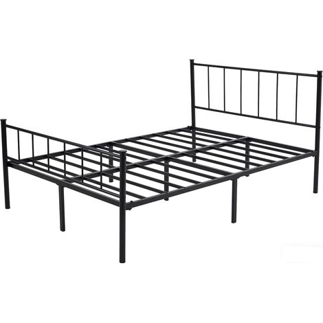 Metal Bed Frame w/Headboard, Footboard, Metal Slatted & Underbed Storage Space FINN DOUBLE (1/5)