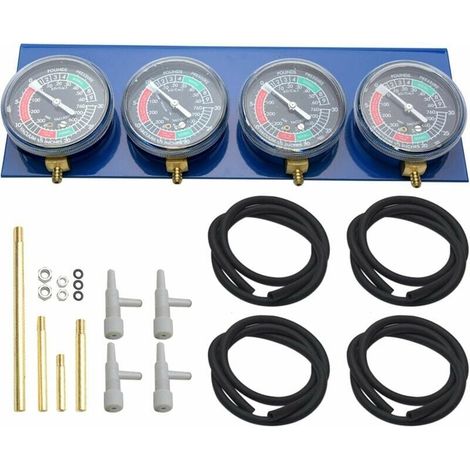 Synchroniseur De Carburateur - Jauge De Vide Moto - Pour Moteurs 2 3 4 Cylindres - Kit Complet Avec 4 Manomètres - 2 Tuyaux - 4 Connecteurs - 4 Tiges En Carbone