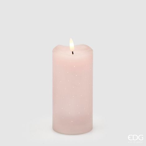 EDG Enzo De Gasperi Candela Led Starry con Moccolo H 15 Cm D 7,5 Cm IP20 Rosa Chiaro