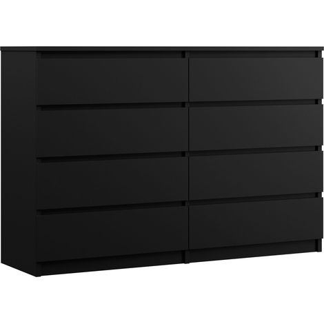 Commode 8 Tiroirs, Noir Mat, 138 x 101 x 39 cm (1/5)