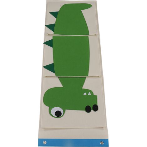 Sac de rangement mural à 3 compartiments pour placard ou lit bébé, motif animal en feutrine crocodile, 100,6 x 34,9 cm (1/5)