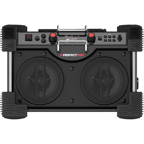 Radio de chantier ROCKHART 18V – DAB+ et FM – Bluetooth 5.2 – Résistante à la pluie et à la poussière – 103 dB avec 2 woofers – Perfectpro