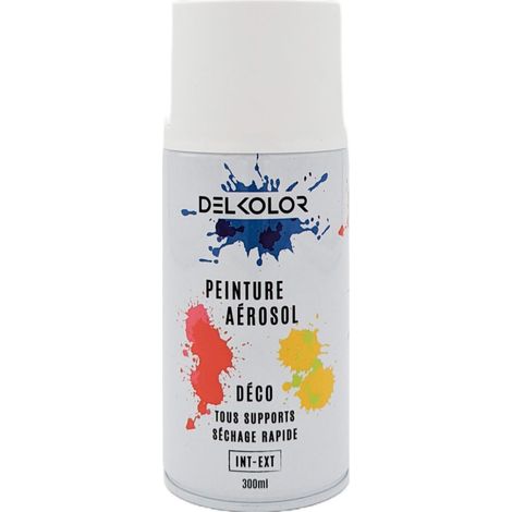 Delkolor Peinture en Aérosol Tous Supports - 300ml  Couleur: RAL 9010 BLANC PUR - Conditionnement: 300ml