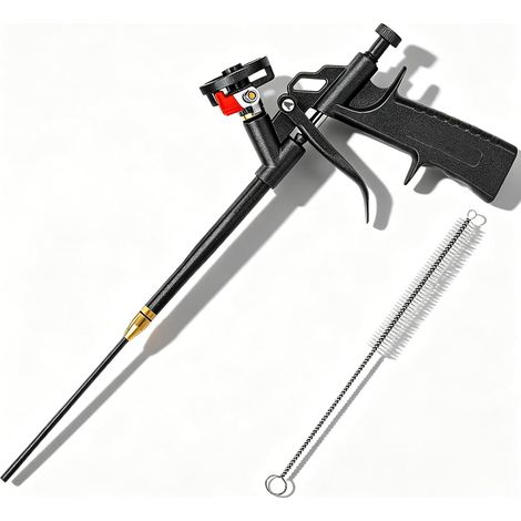 Pistolet à mousse PU : outil d'isolation en acier inoxydable de 60 cm et poils en nylon haute densité, pistolet à mastic durable, design ergonomique, pistolet à mousse avancé pour étanchéité (1/5)