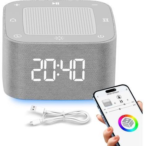 Générateur de bruit blanc 3 en 1: Haut - parleur Bluetooth, réveil, sons naturellement apaisants et non diffus, idéal pour favoriser le sommeil. Convient aux adultes, aux enfants et aux bébés. (1/5)