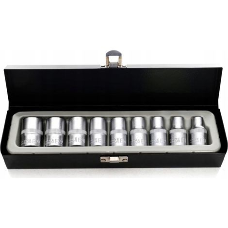 Jeu de 9 clés à douille E-Torx 1/2" + étui (1/5)