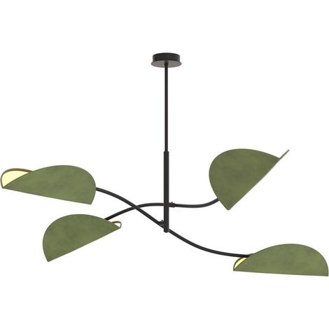 Lampada a Sospensione Lotus, Metallo, Tessuto, Verde, 105x59x105 cm (1/5)