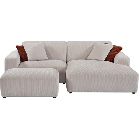Divano e pouf in Velluto a coste Beige - Angolo a destra - TIRONO di Maison Céphy