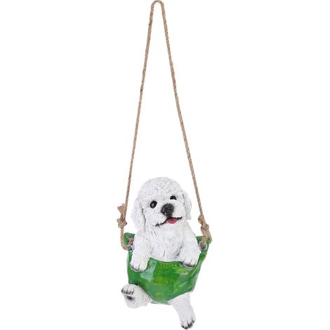 Chien en résine haute simulation, décoration de jardin paysager avec balançoire, figurine artisanale pour pelouse (1/5)