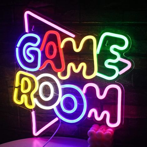 Grandes enseignes au néon pour salle de jeux, 35.5x35.5cm, LED colorées, lumières USB pour décoration de fête dans la Zone de jeu