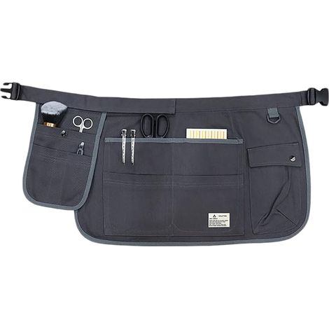 Grembiule da lavoro unisex in tela, grembiule da giardino, grembiule corto con cintura portaoggetti e fibbia regolabile CFG003 grigio (1/4)