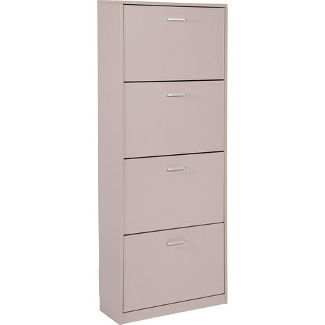 Mobile Scarpiera Salvaspazio in Legno 4 Ante Tortora 60 x 24 x 150 cm (1/5)