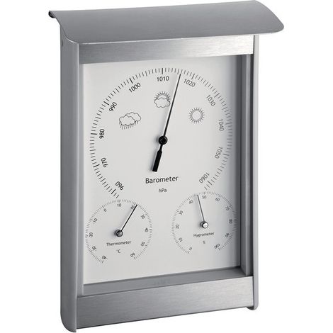Estación meteorológica H215xW145xD70mm plata / aluminio blanco / plástico para interior / exterior