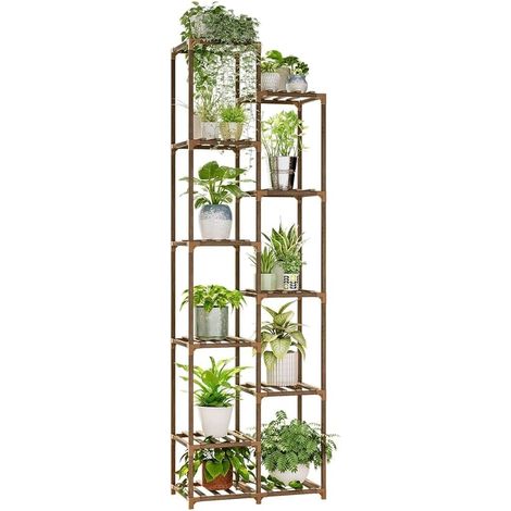 Support pour plantes d'intérieur et d'extérieur, grande étagère en bois à 11 pneus de haut, supports de fleurs, étagères de jardin, support de présentation de plantes en bois pour salon (1/5)
