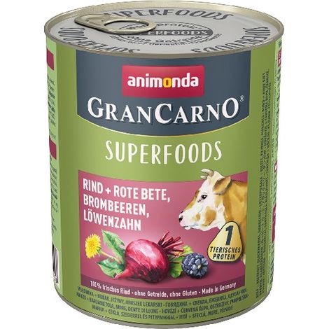 Animonda GranCarno Hundenassfutter Adult Superfoods getreidefrei 800 g Rind