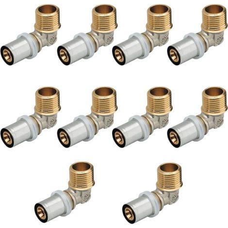 Lot de 10 raccords coudés 3/4 M20 multicouche à sertir RBM profil TH-H-U-B-F (1/3)