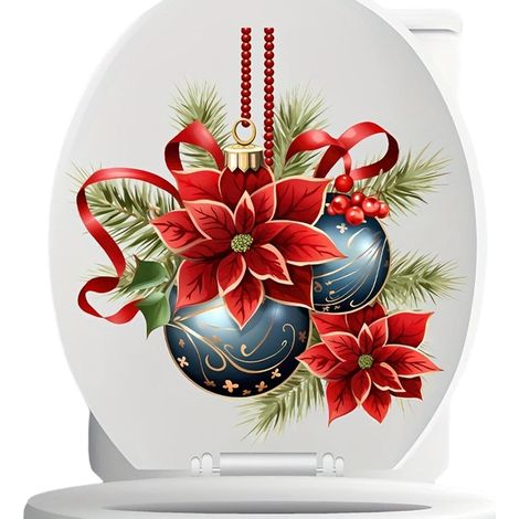 Autocollants floraux de Noël pour abattant de WC – Stickers floraux adhésifs et amovibles (1/5)