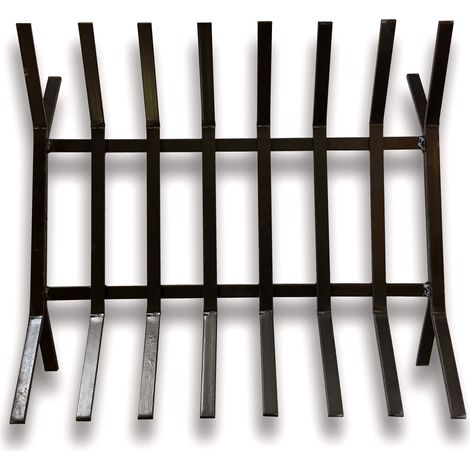 Kibros – Grille porte bûches moderne en acier forgé 8 barreaux – Stockage bois extérieur – Circulation d'air optimale pour meilleure combustion (1/5)