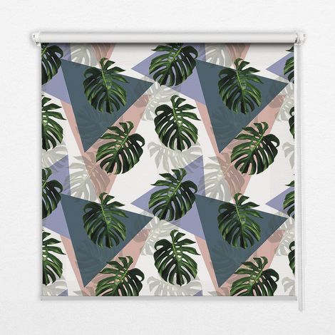 Innenrollo Fensterrollo - Rollo ohne Bohren - Sichtschutzrollo - Lichtdurchlässiges Rollo - Rechteckiges - Rollo - (90 cm x 180 cm) - Blätter von Pflanzen