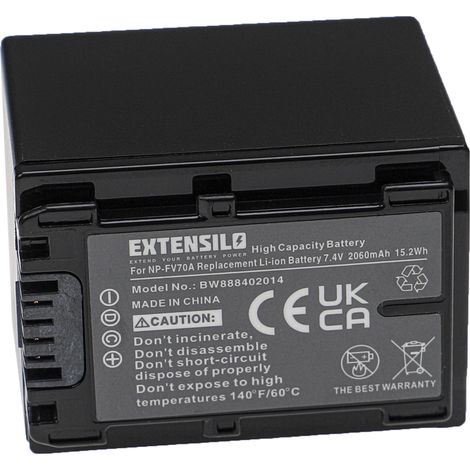 EXTENSILO Akku kompatibel mit Sony HDR-PJ10, HDR-CX900E, HDR-PJ10E, HDR-PJ200, HDR-PJ220E, HDR-PJ220EB, HDR-PJ200E Kamera (2060 mAh, 7,4 V, Li-Ion) (1/4)