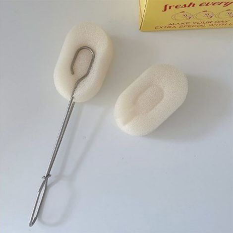 Tassenreinigungsbürste mit langem Griff, austauschbarem Edelstahlkopf, Schwamm-Flaschenbürste für die Küche, 24 cm / 9,4 Zoll Reinigungswerkzeug (1/5)