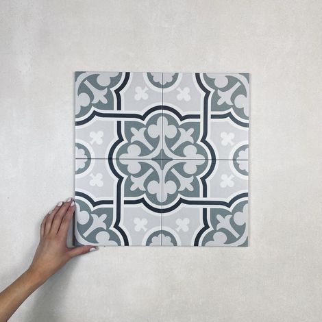 Carrelage Imitation Carreaux de Ciment LA MADELEINE 20x20 cm Flow Gris (1/4)