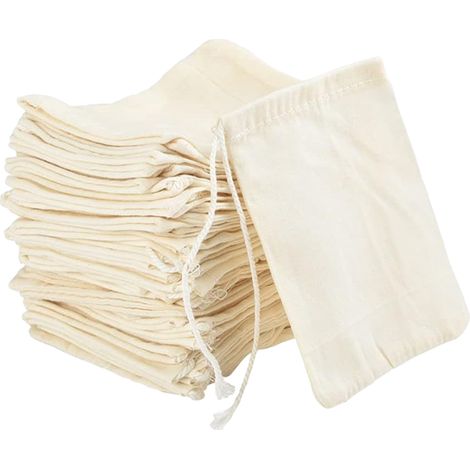 Sac En Coton Avec Cordon De Serrage - 8 x 10 cm - Pour Epices Thé Café Filtre - Réutilisable Respirant - Lot De 40 (1/5)