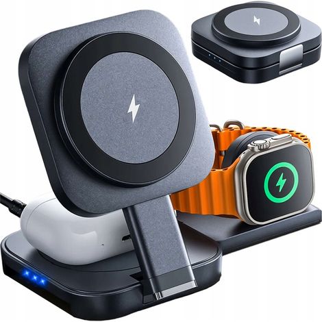 Caricabatterie wireless Qi Mag Safe da 15 W per iPhone, Apple Watch e AirPods pieghevoli (1/5)