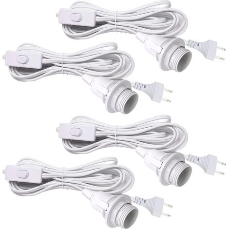 Douille E14 avec Câble et Interrupteur, Lot de 4 Douilles E14 avec Interrupteur, Câble de 3,5M pour Suspension Luminaire, DIY Lampes, Lustres et Plafonniers (1/5)