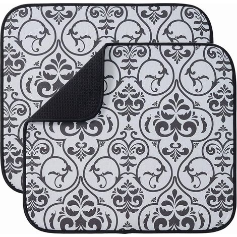 Lot de 2 tapis de séchage absorbants en microfibre pour cuisine, assiette, tasse et verre, 40 x 46 cm (1/4)