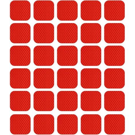 30 unidades, Pegatinas, Cinta reflectante, Pegatinas de seguridad universales, 5 x 5 cm, PVC, Rojo, scooter, patinete, todo tipo de cascos (1/5)