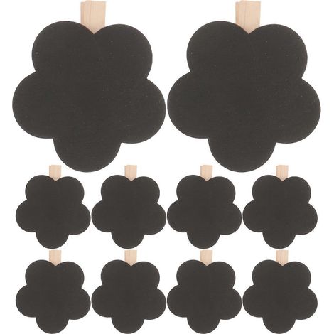 Lot de 10 pinces pour tableau noir en bois, mini pinces pour tableau noir, panneaux de messages en bois-7x7cm-Black
