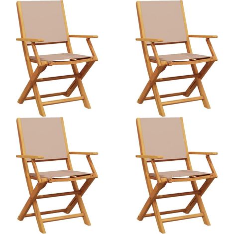Maison Exclusive - Sedie Giardino Pieghevoli 4pz Tortora Tessuto e Legno Massello