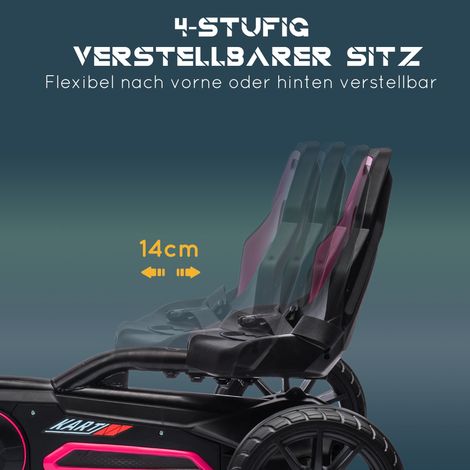 Go-kart enfant, véhicule à pédales avec siège réglable et frein à main, pour 3-8 ans, extérieur, rose (1/5)