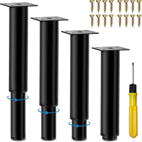 patas ajustables para muebles, patas de cama de metal de 18-31 cm de altura, patas de armario resistentes con capacidad de carga de hasta 400 kg, patas de cocina universales con destornillador y torni (1/5)