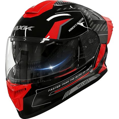 Casco integral de moto, visera antivaho, alerón aerodinámico, rojo. (1/2)