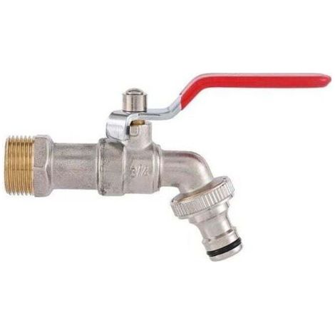 Grifo de agua de latón de alta calidad, XU, resistente a la corrosión y a las heladas + Conector de manguera gratuito + Libro electrónico para jardín, lavadora, barril de lluvia - (1/4)