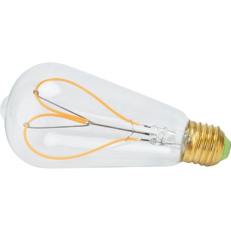 Lot ST64 ampoule LED filament forme cœur, 4W, 110V, culot E27, lumière chaude, verre transparent, style vintage, certifié. (1/5)