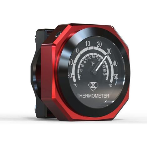 Termometro da manubrio per moto, indicatore di temperatura in lega luminosa impermeabile compatibile con Yamaha, Kawasaki, Suzuki e Honda, nero e rosso