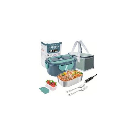 Boîte à lunch électrique pour la maison, en acier inoxydable 304, avec cuillère et fourchette + sac isotherme vert, (1/3)