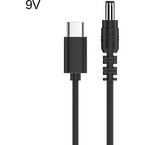 Câble d'alimentation USB-C vers CC - 5,5 x 2,1 mm - 9 V - Universel - 150 cm - Noir (1/2)
