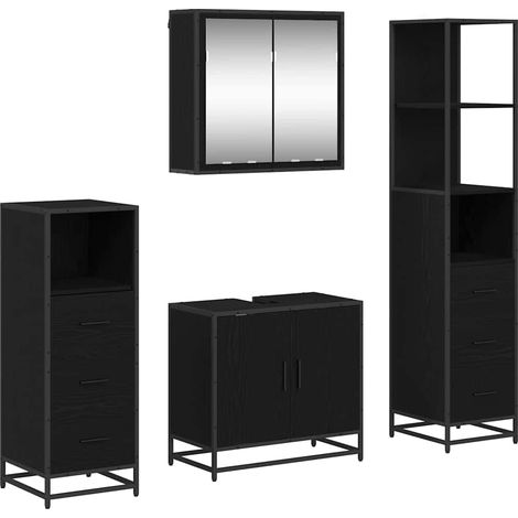 Maison Exclusive - Badezimmermöbel-Set 4 pcs Schwarz Eichen-Optik