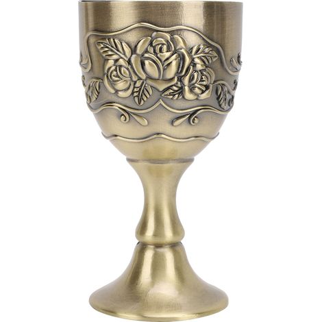 Vintage-Metallkelch, geprägter Weinkelch, tragbarer Mini-Kommunionskelch, mittelalterliches Dekor, 100 ml (1/5)